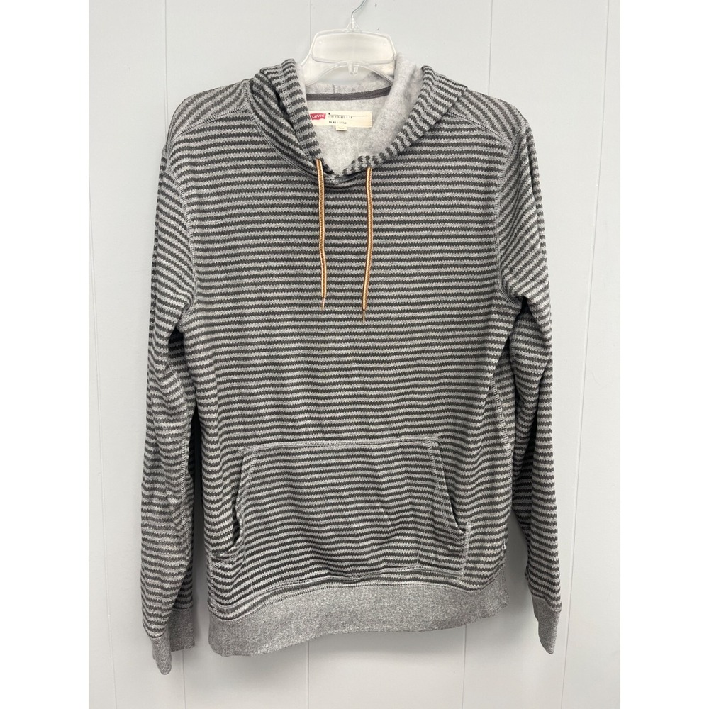 Levi's Levi Strauss Co. Men's Grey Striped‎ Medium Pullover Hoodie